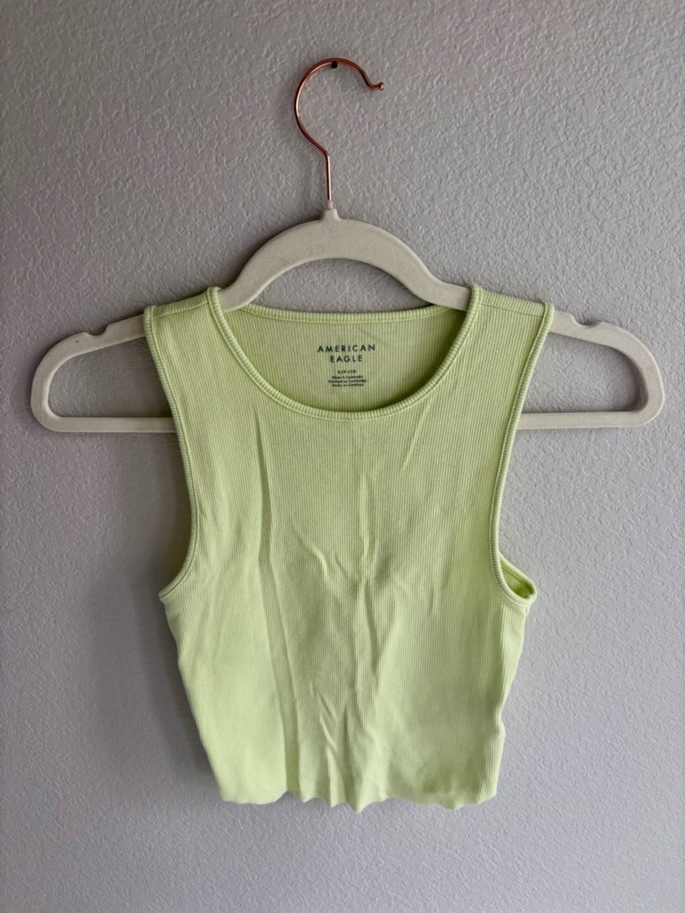 American Eagle Outfitters Pale Lime Ribbed Crop Tank